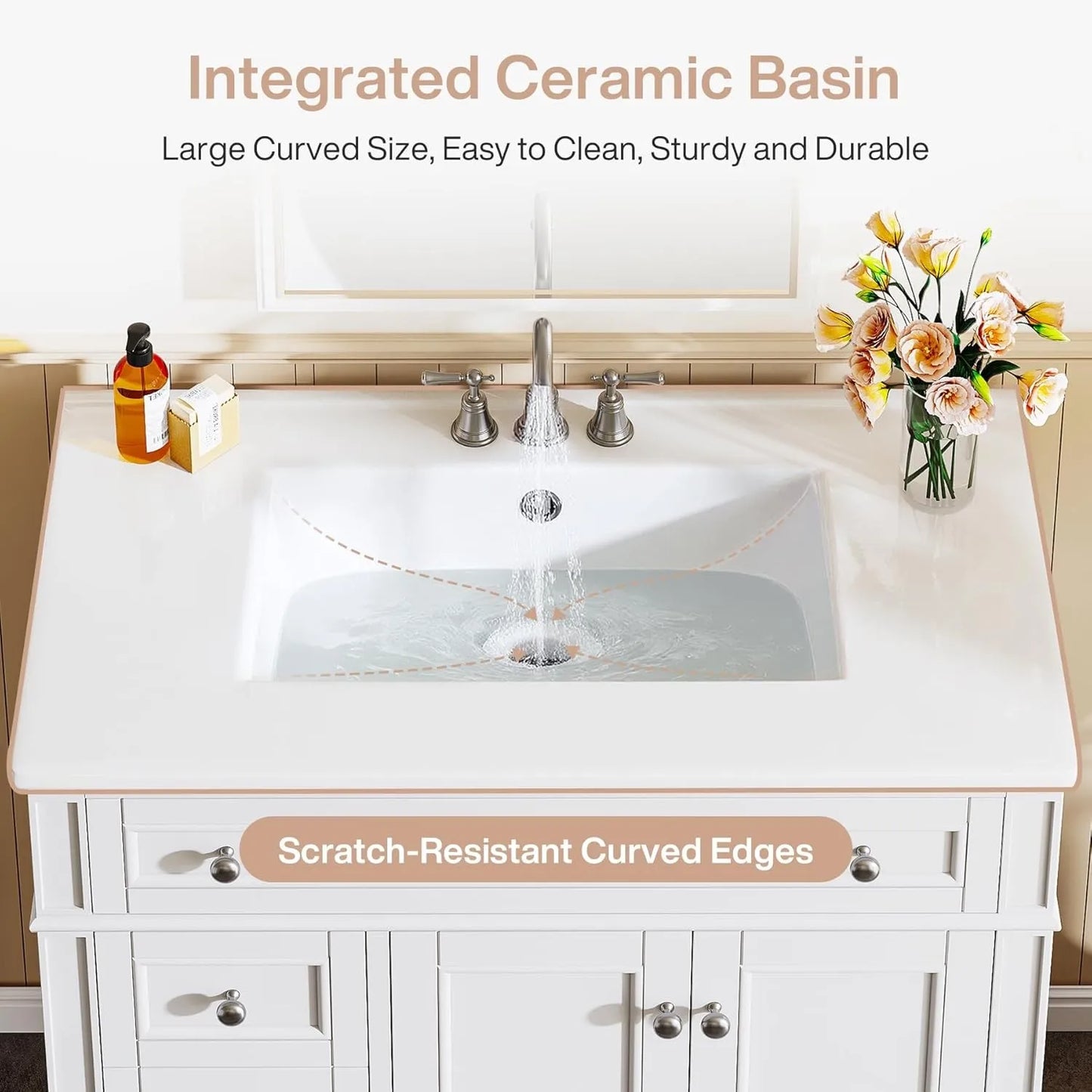 Bathroom Vanity With Sink Cabinet 4 Drawers And 2 Doors