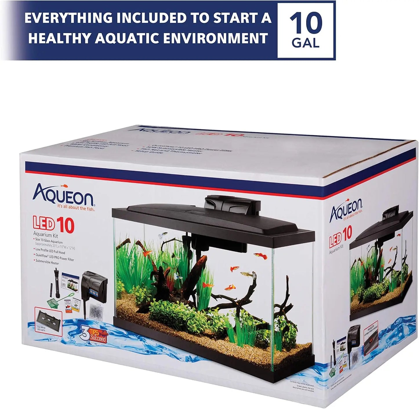 All-In-One Aquarium Starter Kit With LED Lighting For Freshwater Fish