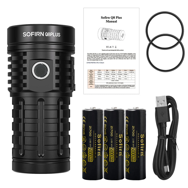 Sofirn Q8 Plus 16000LM USB C Rechargeable LED Flashlight Anduril 2.0 Torch