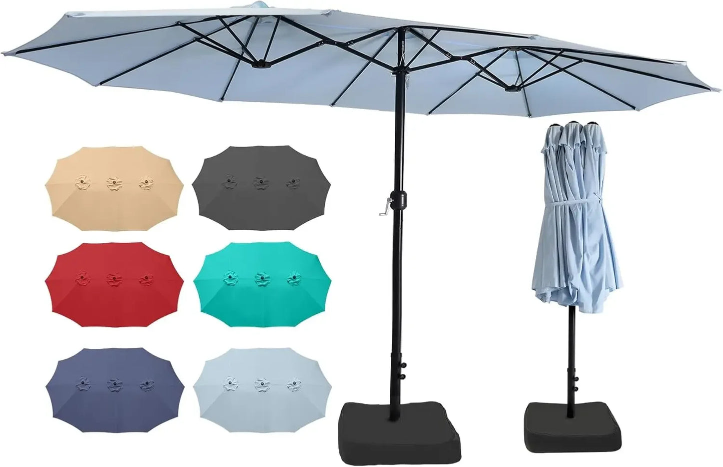 Patio Double Sided Umbrella With Base And Crank For Outdoor