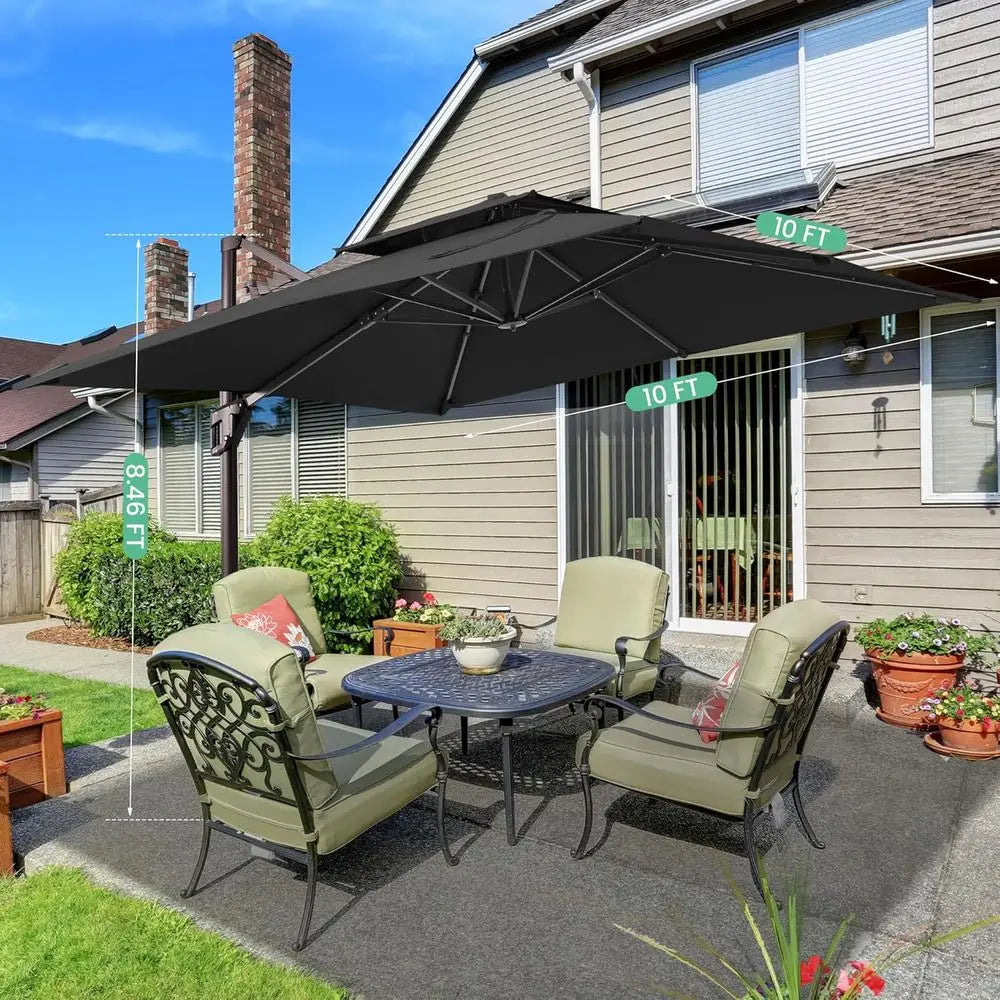 Cantilever Patio Umbrella With Base Included 360 Degree Rotation