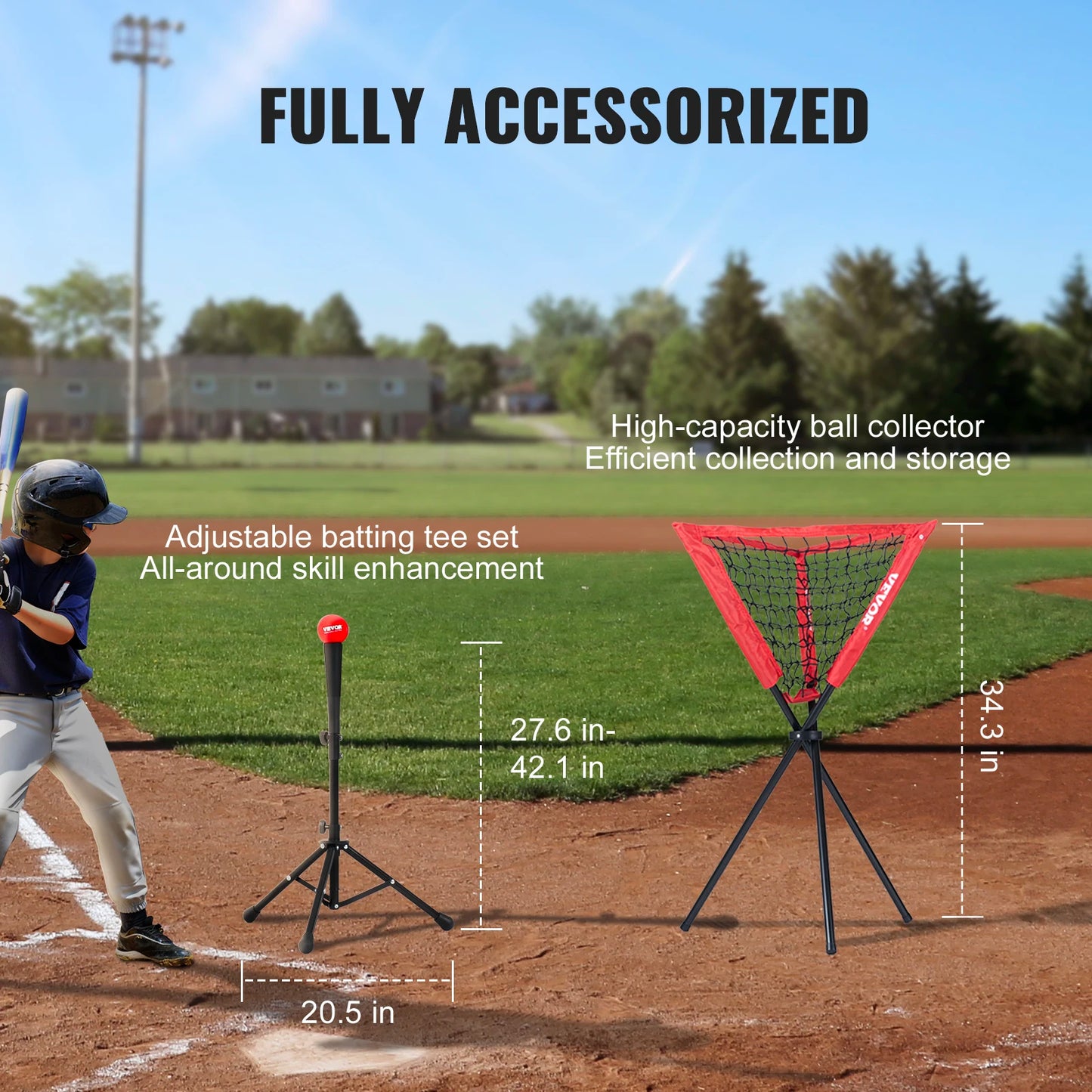 Portable Baseball Softball Practice Net With Carry Bag And Ball Collector
