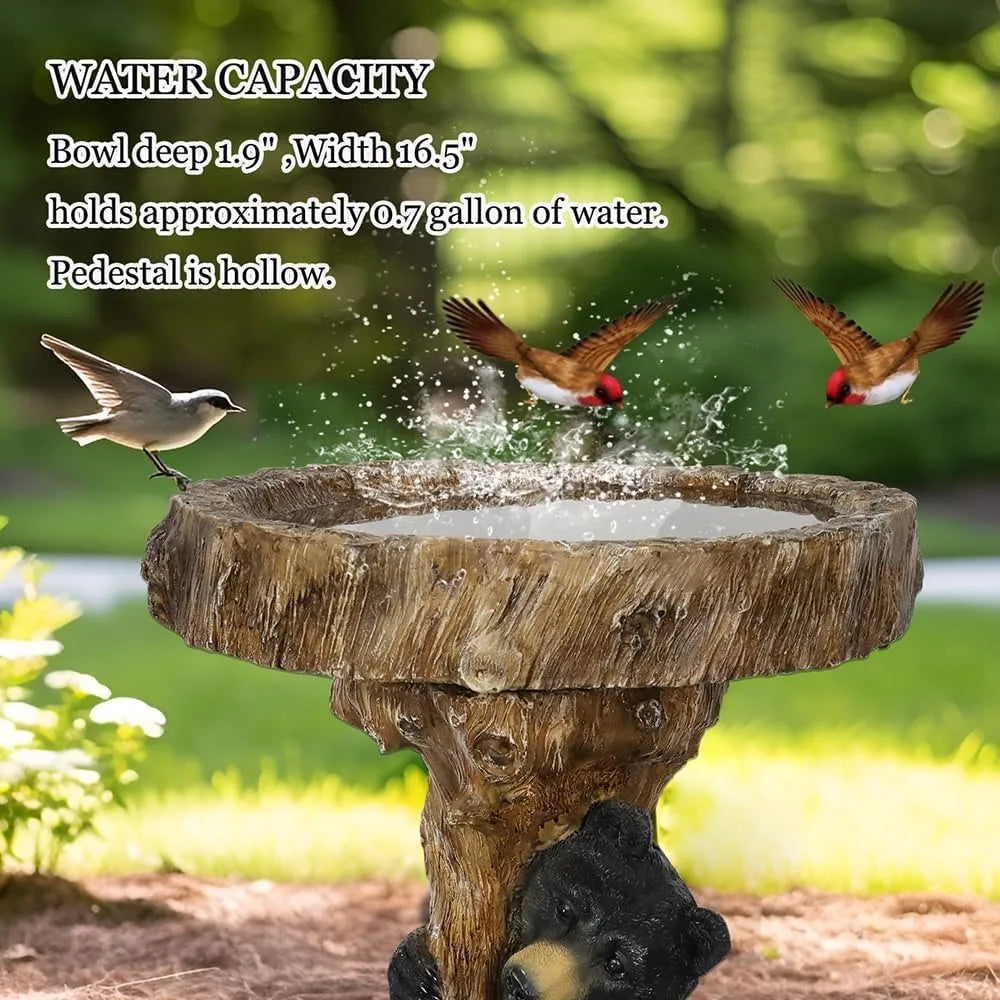 Hamiedun Pedestal Bird Bath For Garden Outdoor Resin Fiber