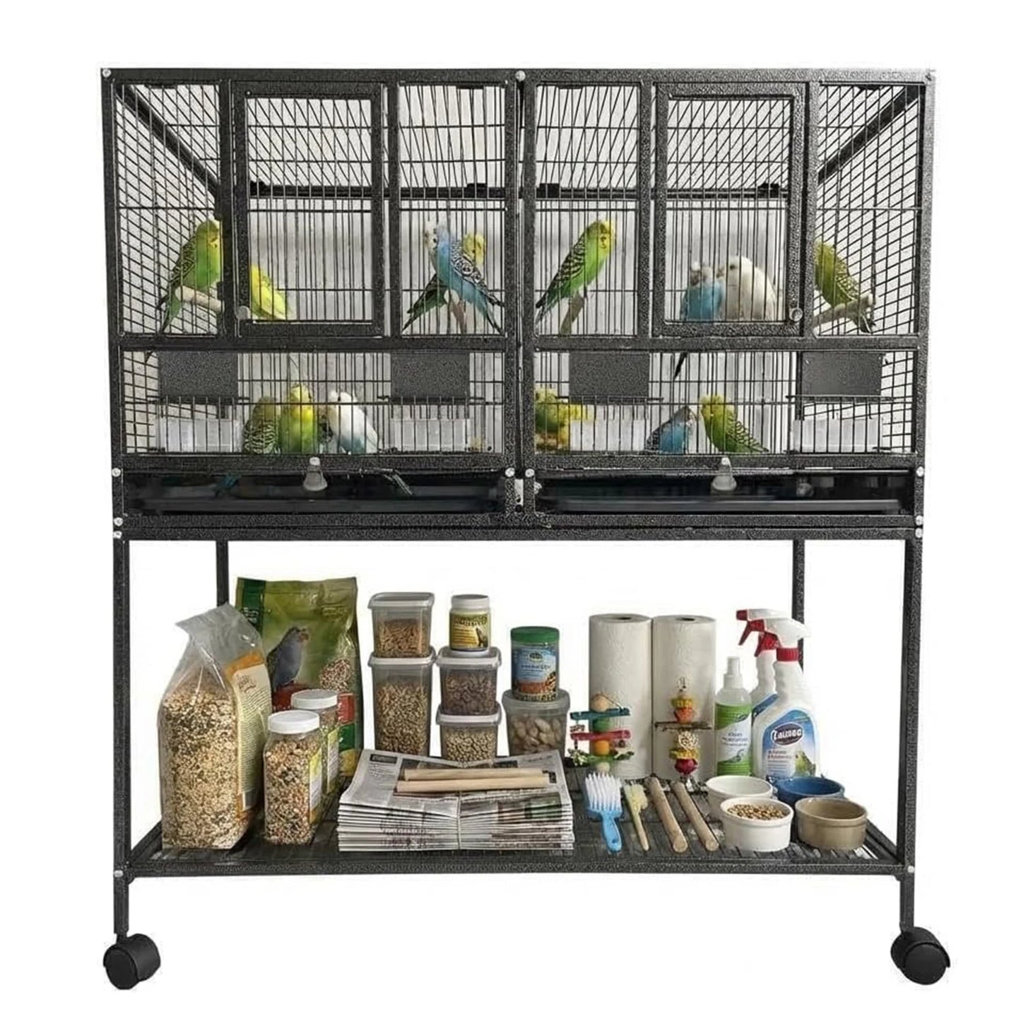 HiMISSCN Bird Flight Cage With Wheels And Perches