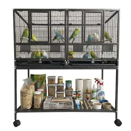 HiMISSCN Bird Flight Cage With Wheels And Perches