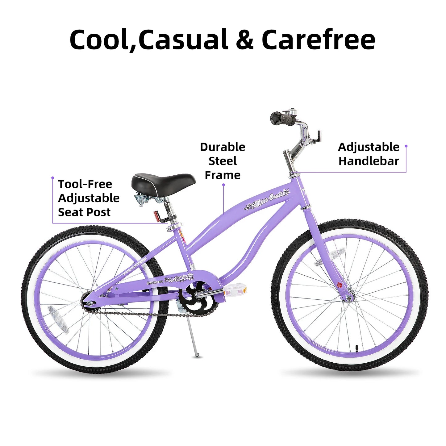 Joystar Beach Cruiser Bike Single Speed With Coaster Brake Steel Frame