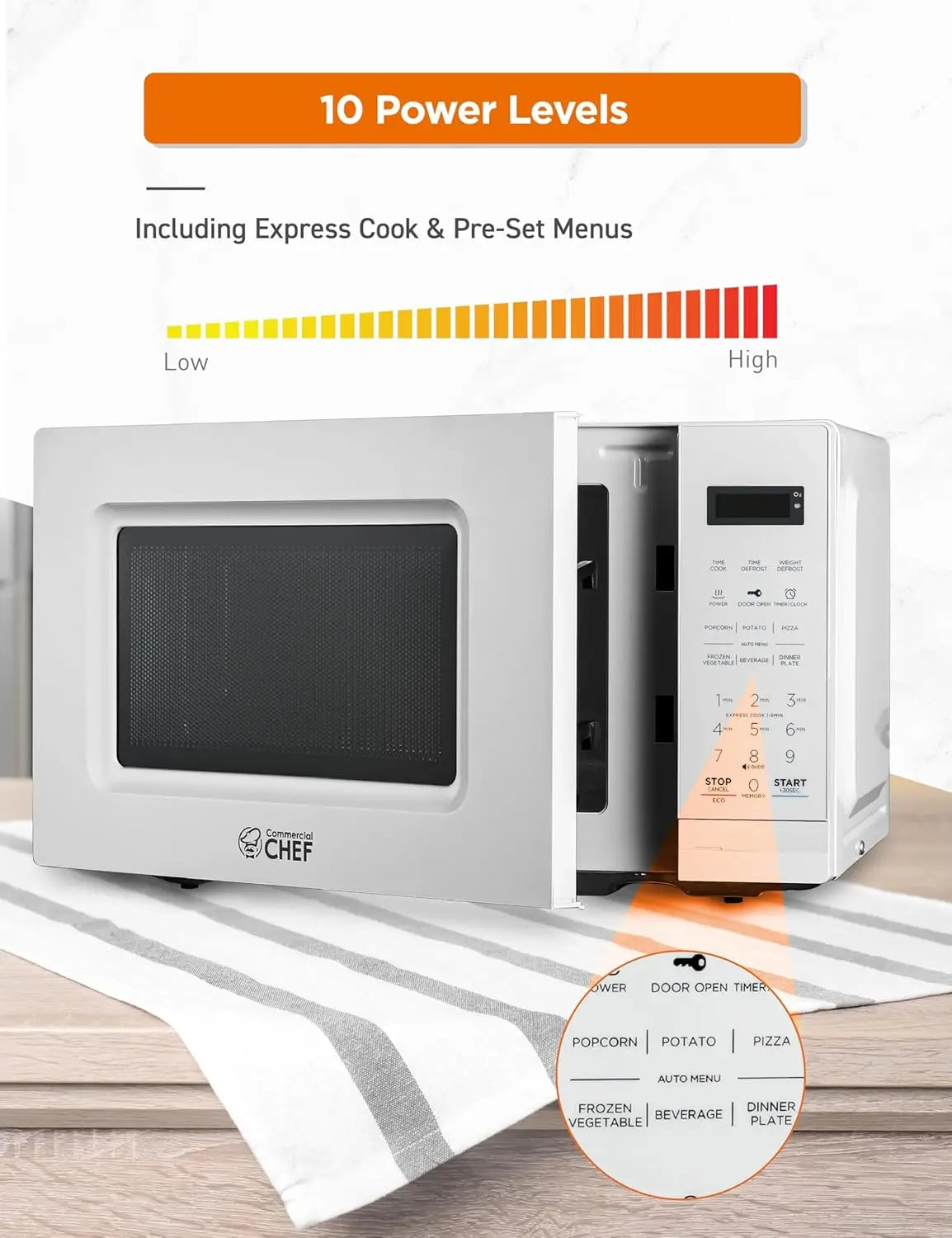XMSJ 700W Countertop Microwave With Digital Display Child Safety Lock