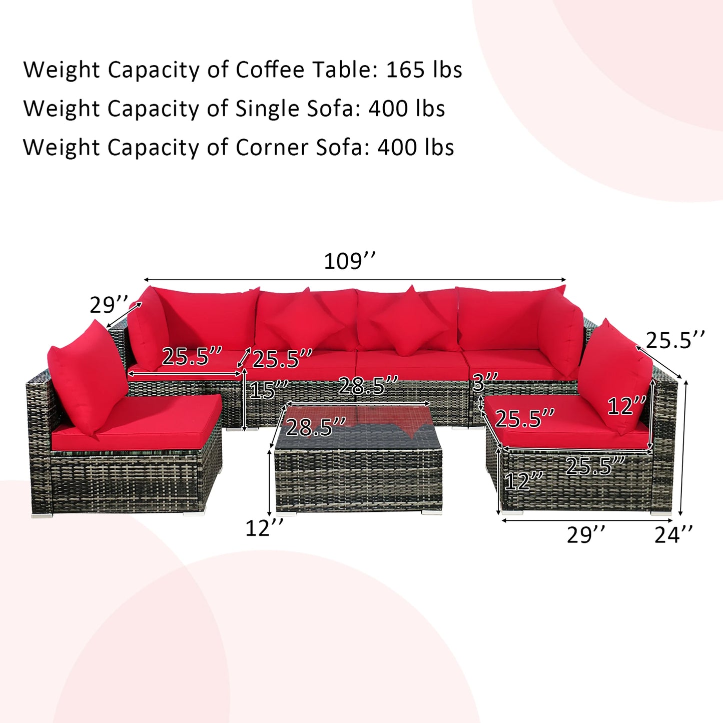 HOMASIS 7 Pieces Outdoor Patio Rattan Furniture Set With Cushions