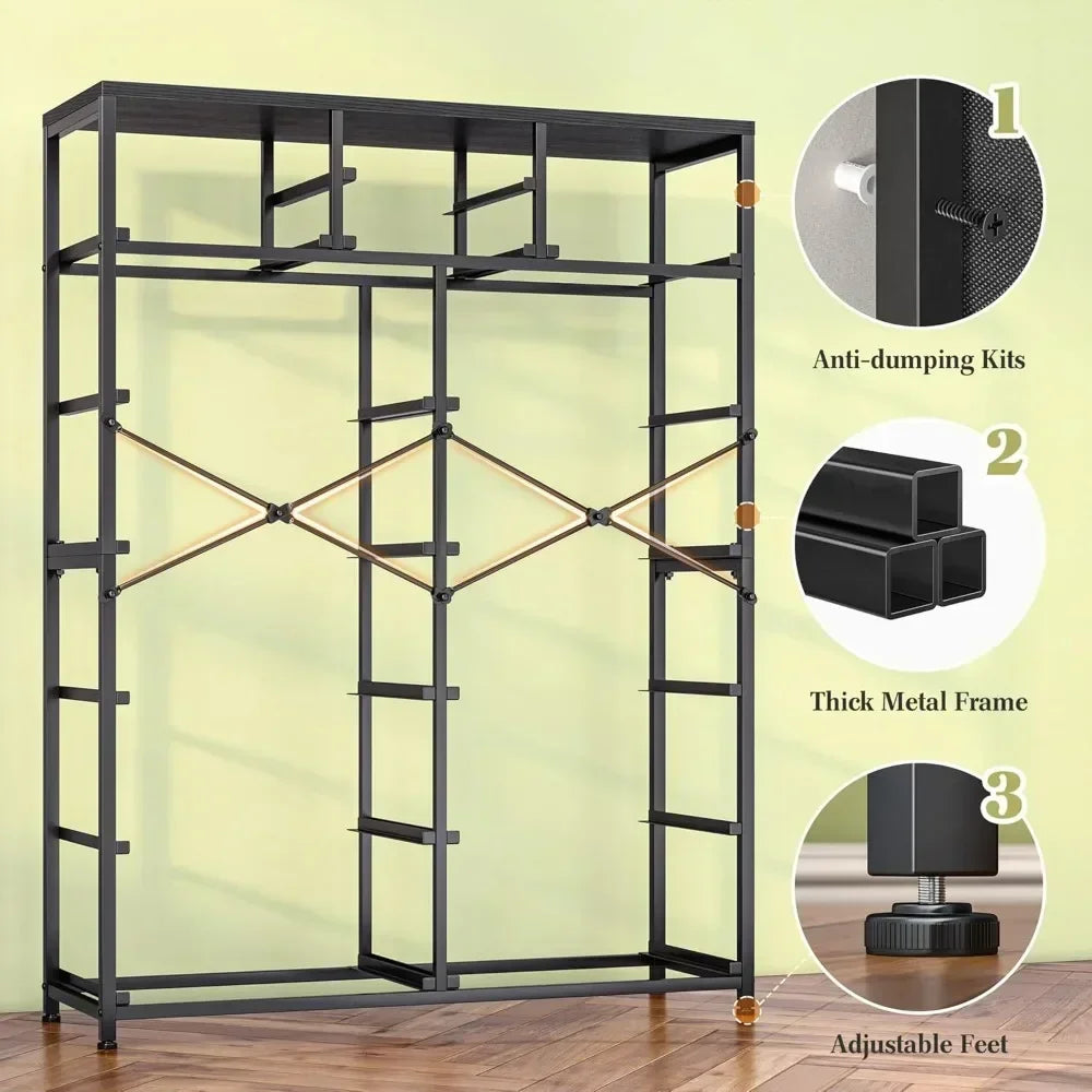 YQXH Tall Dresser With 14 Drawers Metal Frame Wood Top