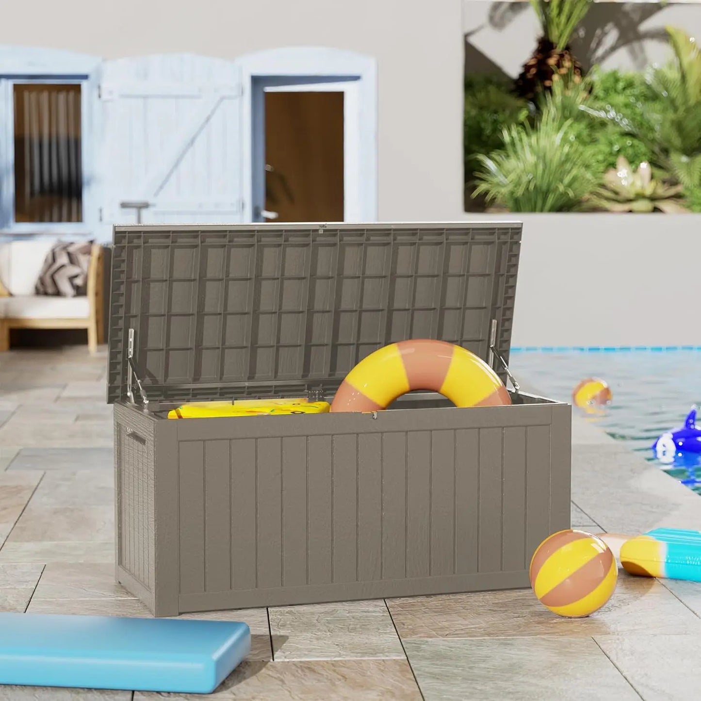 Lockable Resin Deck Box For Outdoor Cushions And Tools