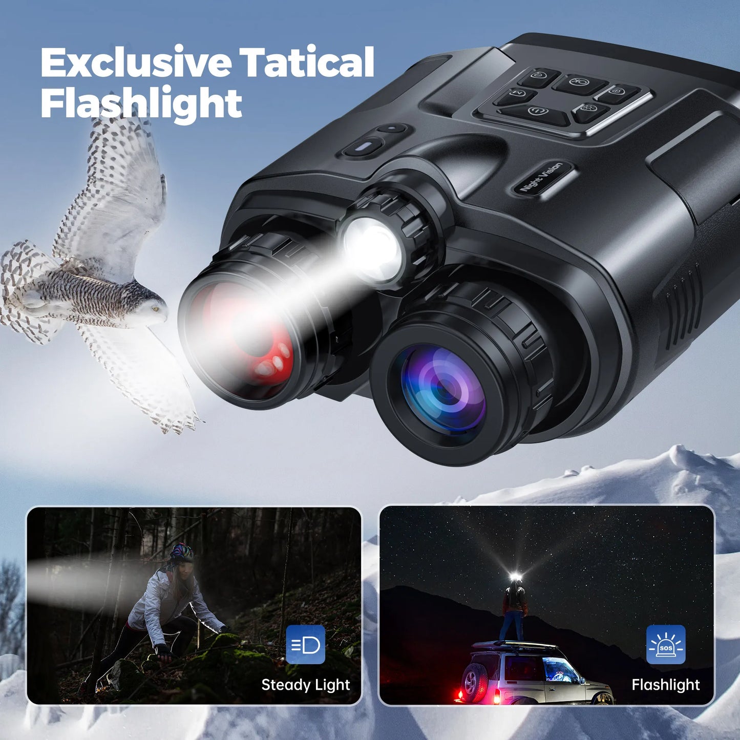 4K Night Vision Binoculars 8X Zoom With Tactical Light
