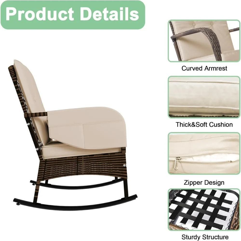 Patio Furniture Set With Rocking Chairs And Wicker Coffee Table