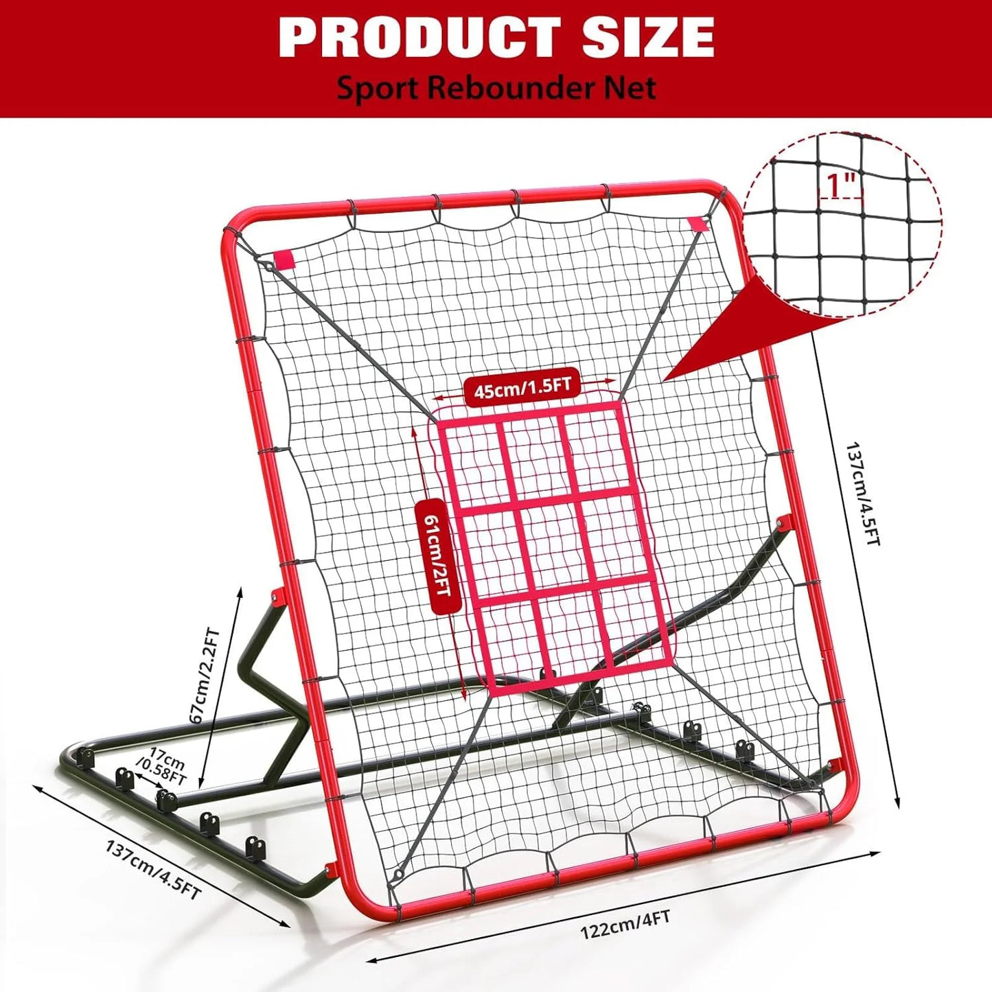 HiMISS Baseball Rebounder Net With 5 Adjustable Angles