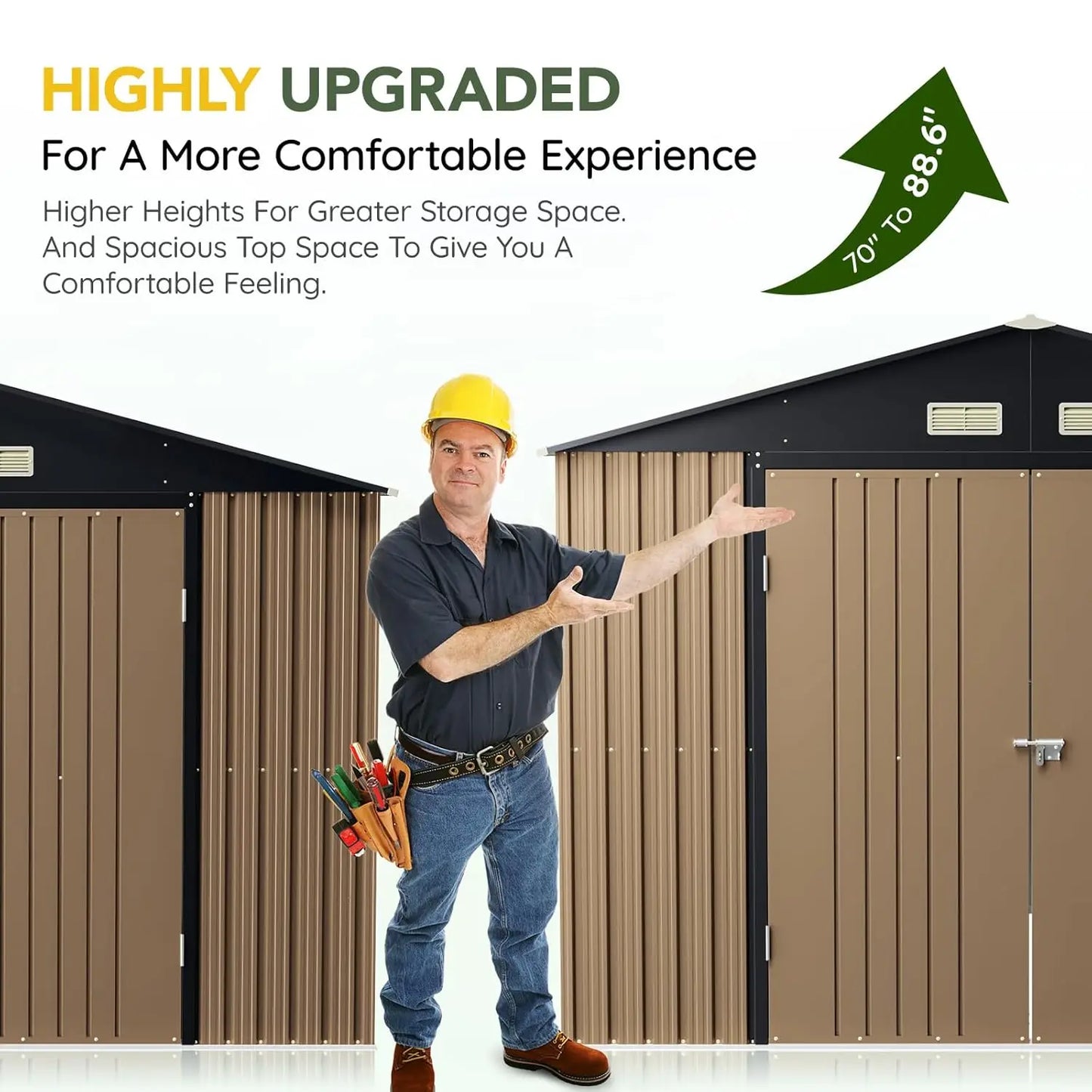 Metal Outdoor Storage Shed With Lockable Doors And Windows