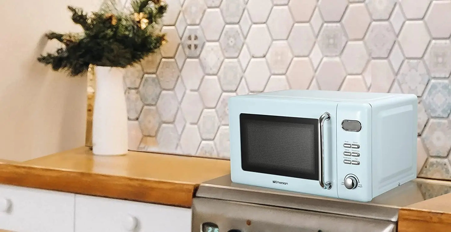 XMSJ Retro Compact Countertop Microwave Oven 700W LED Display