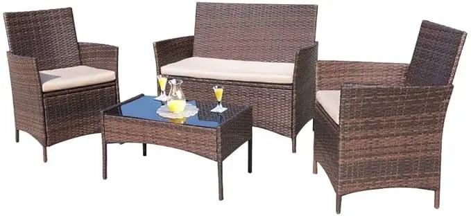 Outdoor Patio Furniture Set Rattan Wicker 4 Piece