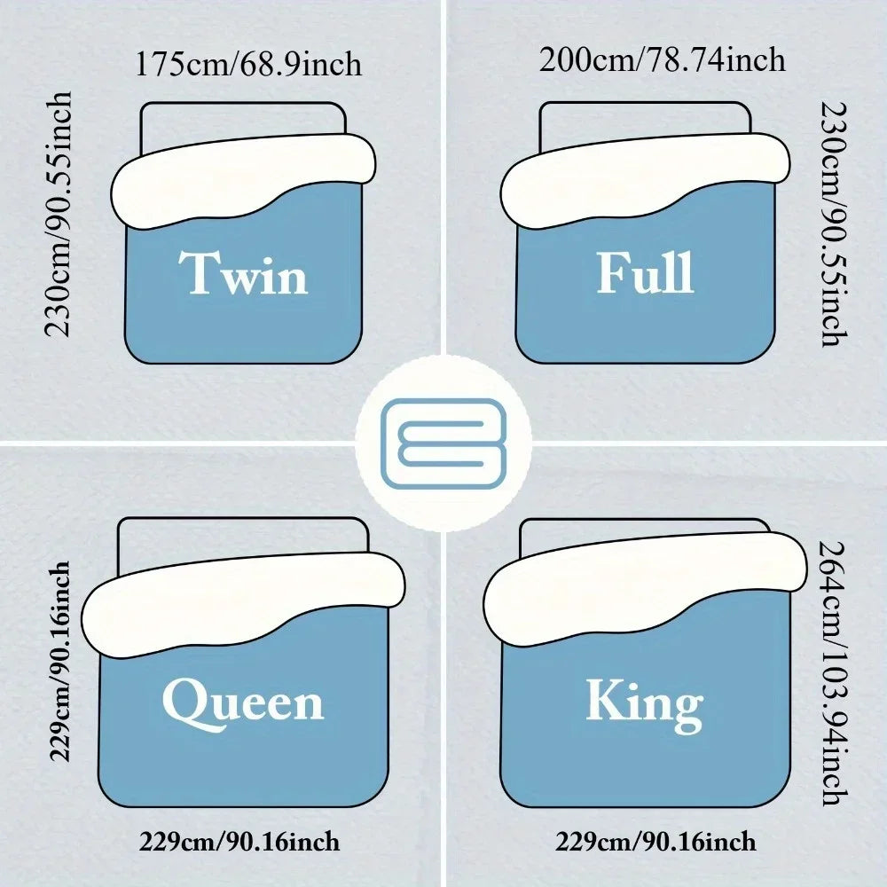 NONECN All Season Thickened Lamb Wool Sherpa Quilt Set TwoPillowcases