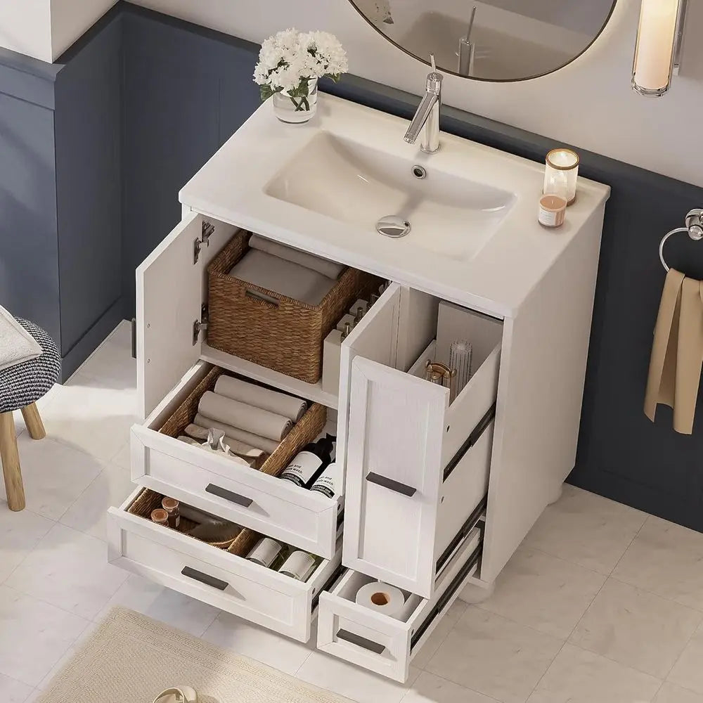 Bathroom Vanity With Sink Modern Cabinet With Pull Out Drawer