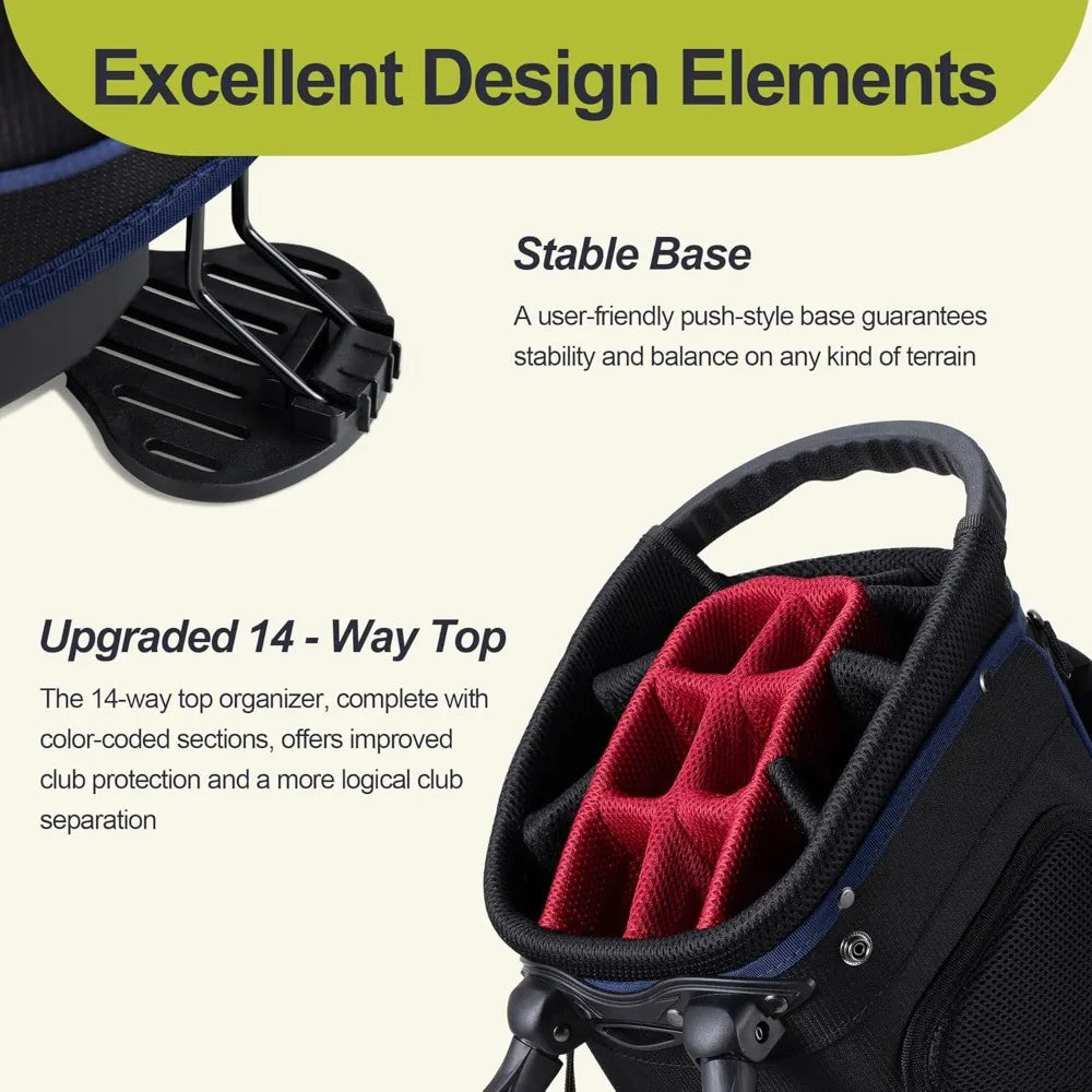 YTYIN 14 Way Golf Stand Bag With Ergonomic Top Dividers And 10 Pockets