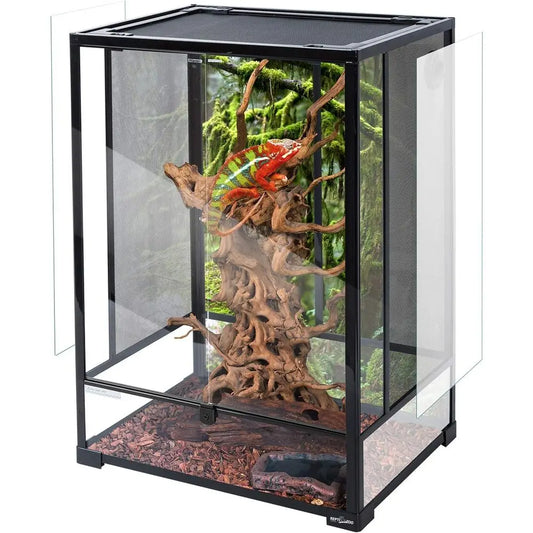 Tall Glass Reptile Terrarium With Double Hinged Door And Ventilation