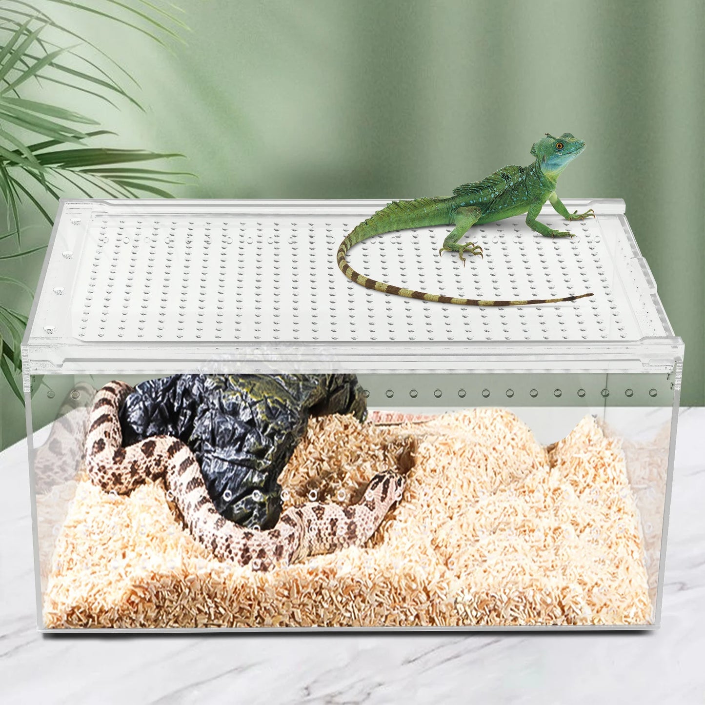 Bymaocar Clear Acrylic Reptile Terrarium Stackable With Magnetic Lock