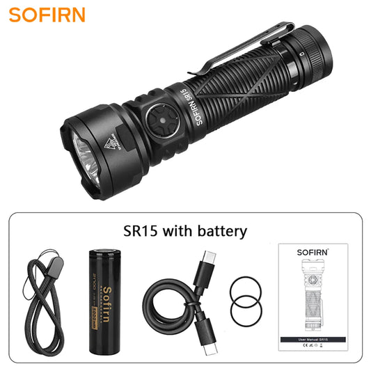 Sofirn SR15 4500LM USB C Rechargeable Flashlight 21700 Battery