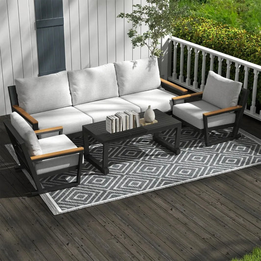 Aluminum Outdoor Furniture Set with Table Five Seat Patio Conversation