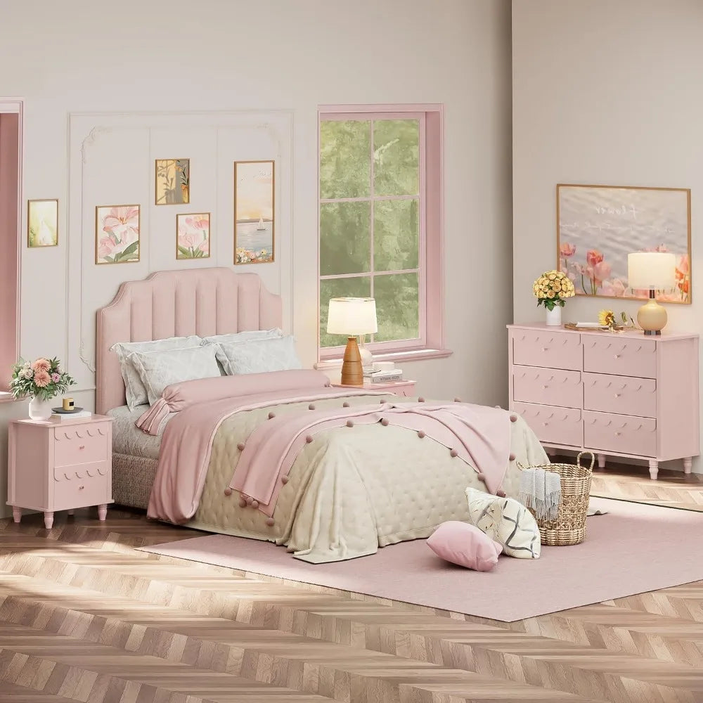 RBXC Bedroom Set Dresser and Nightstand Scalloped Design