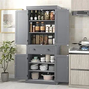 RBXC Kitchen Pantry Cabinet With Adjustable Shelves And Drawer