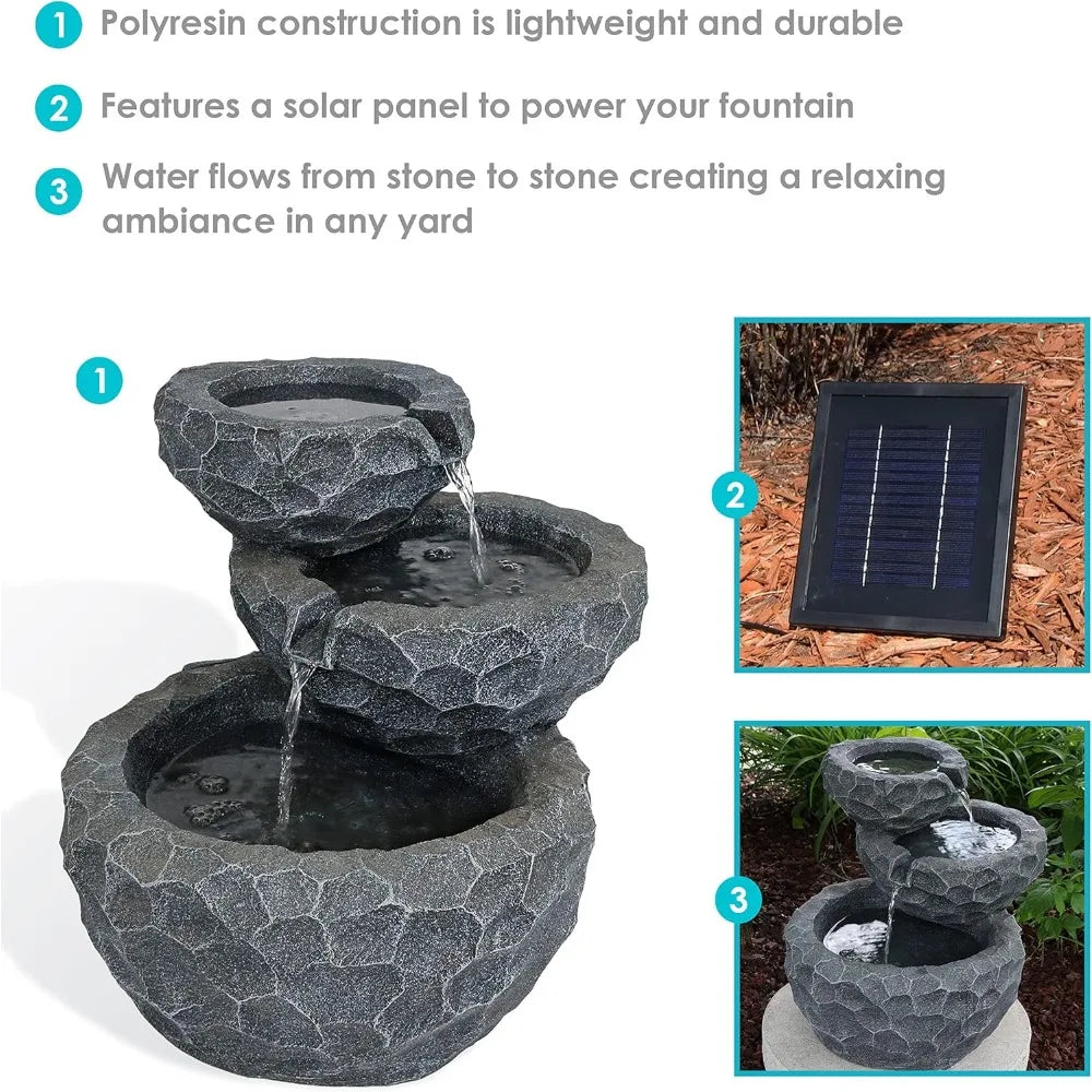 Sunnydaze Decor Solar Powered Fountain With Battery Backup Polyresin