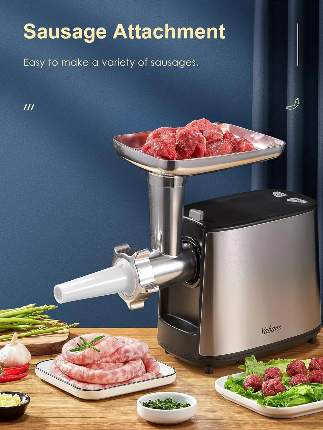 Heavy Duty 3000W Electric Meat Grinder Sausage Stuffer Kubbe Kit