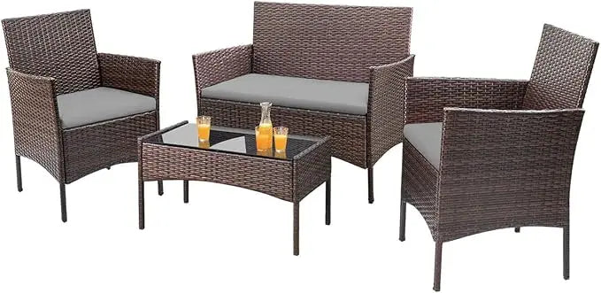 Outdoor Patio Furniture Set Rattan Wicker 4 Piece