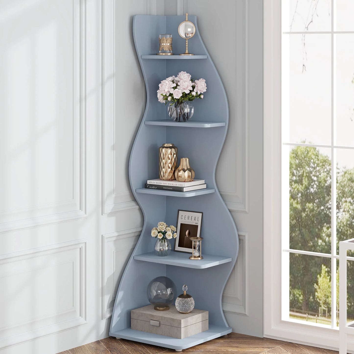 Tribesigns 5-Tier Corner Shelf Wall Bookcase Plant Stand