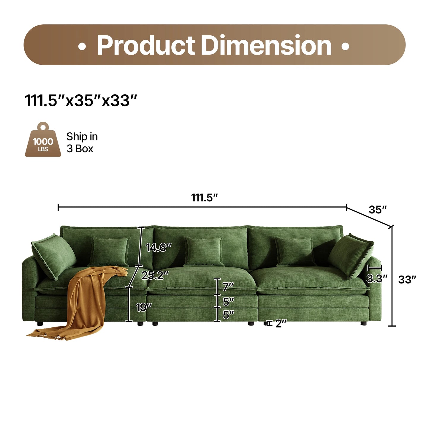 QWCCN L Shaped Modern Sofa Modular Sectional Couch With Ottoman