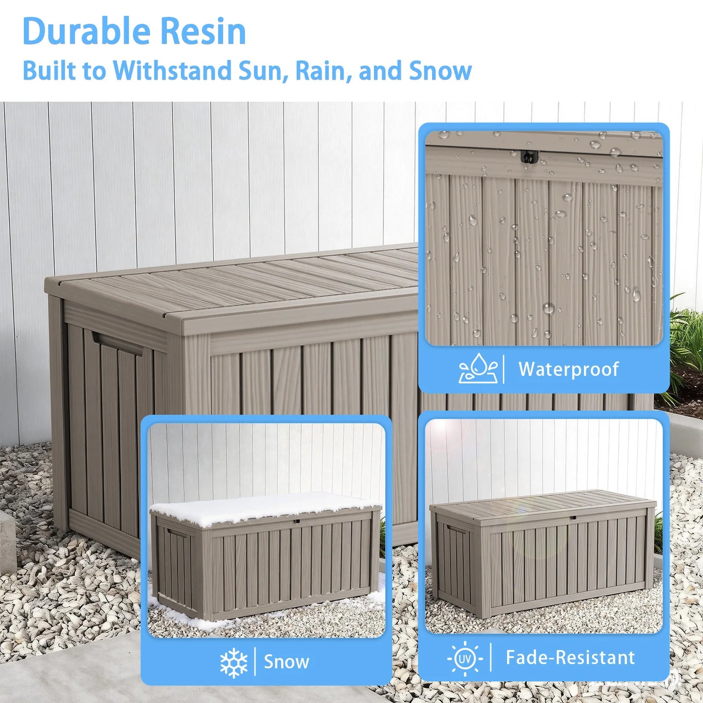 Outdoor Deck Box Lockable Weatherproof Storage For Garden Tools