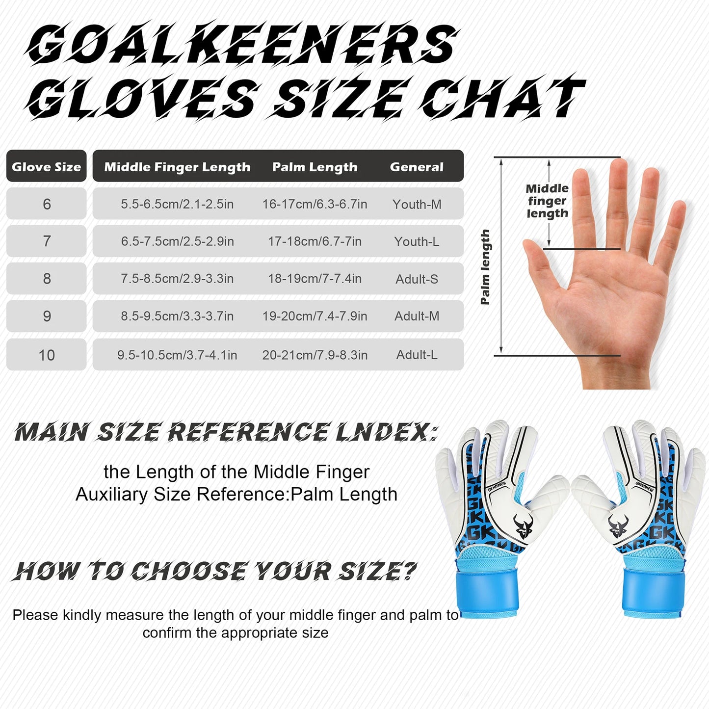 GKHMNEW Soccer Goalkeeper Gloves For Kids And Adults With Grips