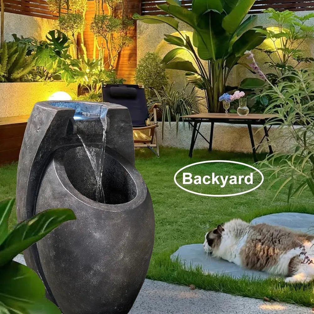 NHCozy Home Modern Two Tier Floor Fountain Indoor Outdoor