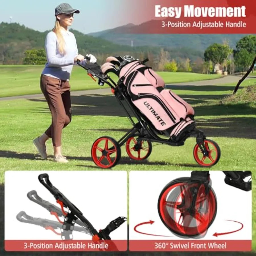 YAO HUI HUANG Foldable Golf Push Cart 360 Swivel Wheel
