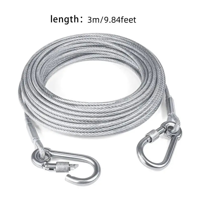 Double Headed Dog Tie Out Cable Leash Stainless Steel Buckle