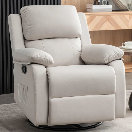 360 Swivel Rocker Chair For Adults Upholstered Fabric Glider Recliner
