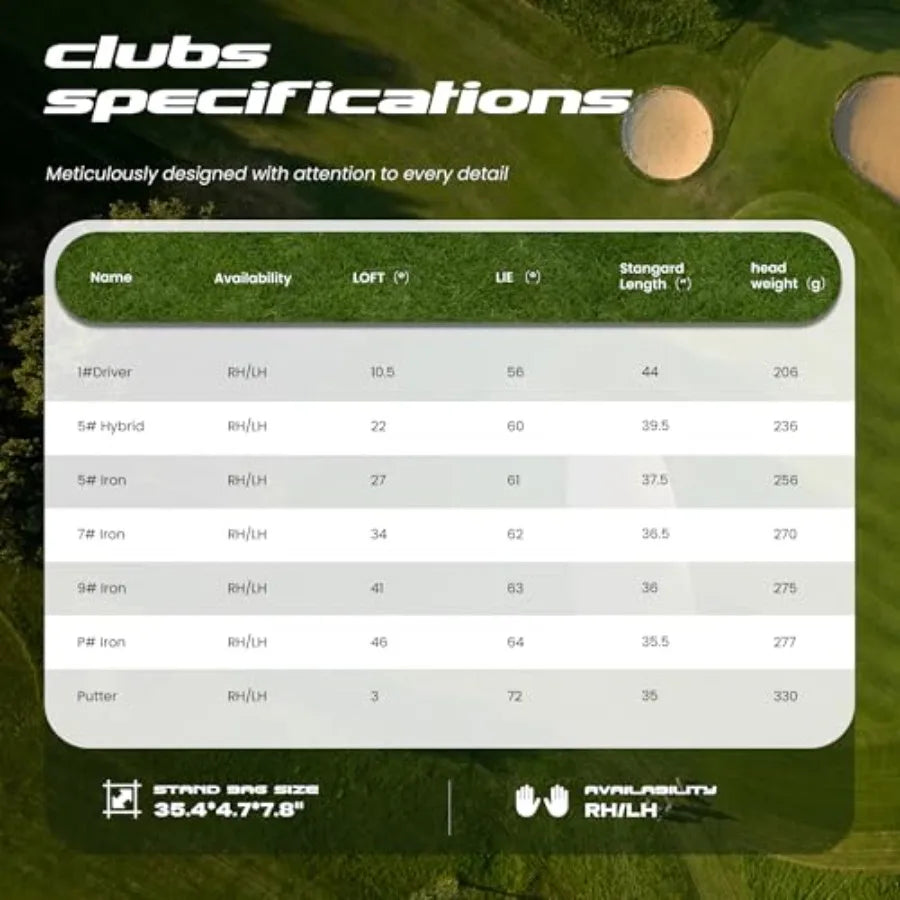 Golf Club Set For Men And Women With Stand Bag Driver Hybrid