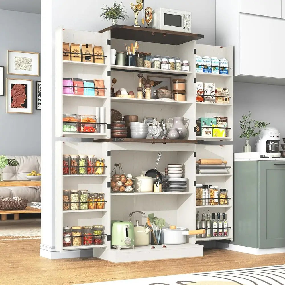 LISM Armhouse Kitchen Pantry Cabinet With Adjustable Shelves