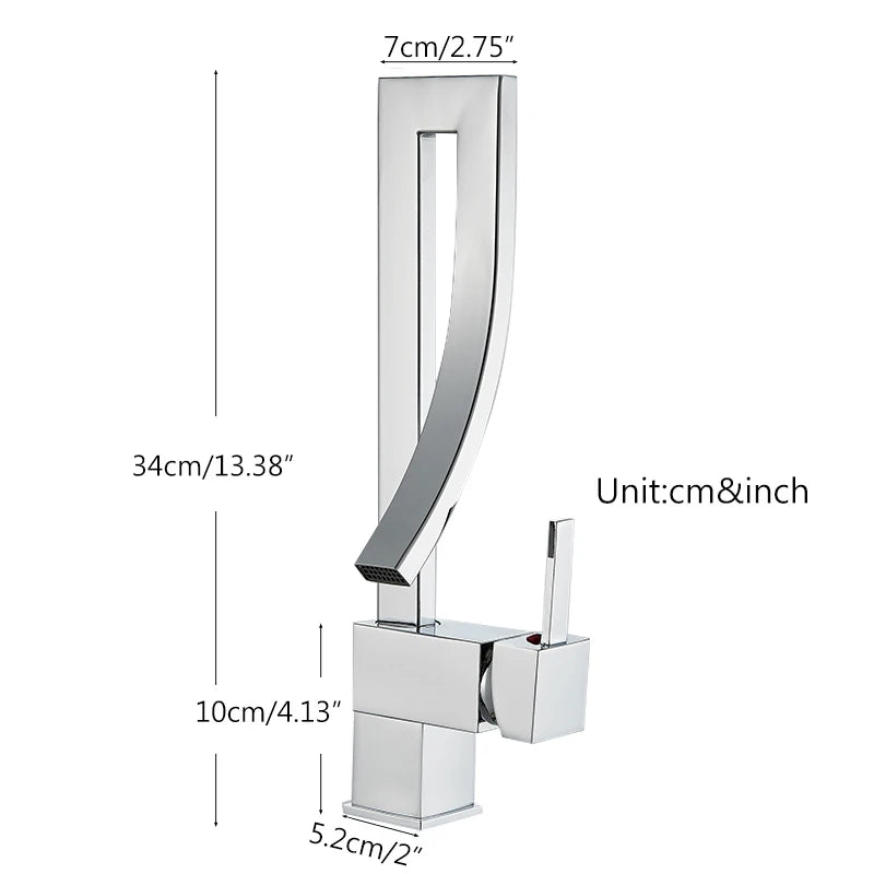 MYQualife Brass Deck Mounted Bathroom Basin Faucet Mixer Tap