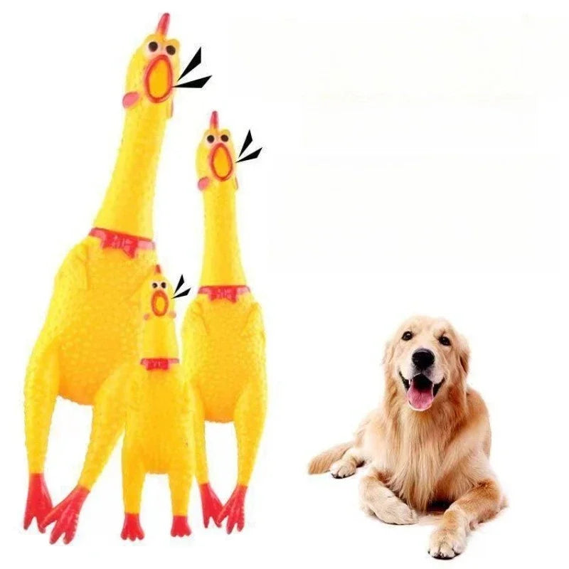 DKSTINYE Squeaky Chicken Dog Toy Squeaker Rubber Chew Toy