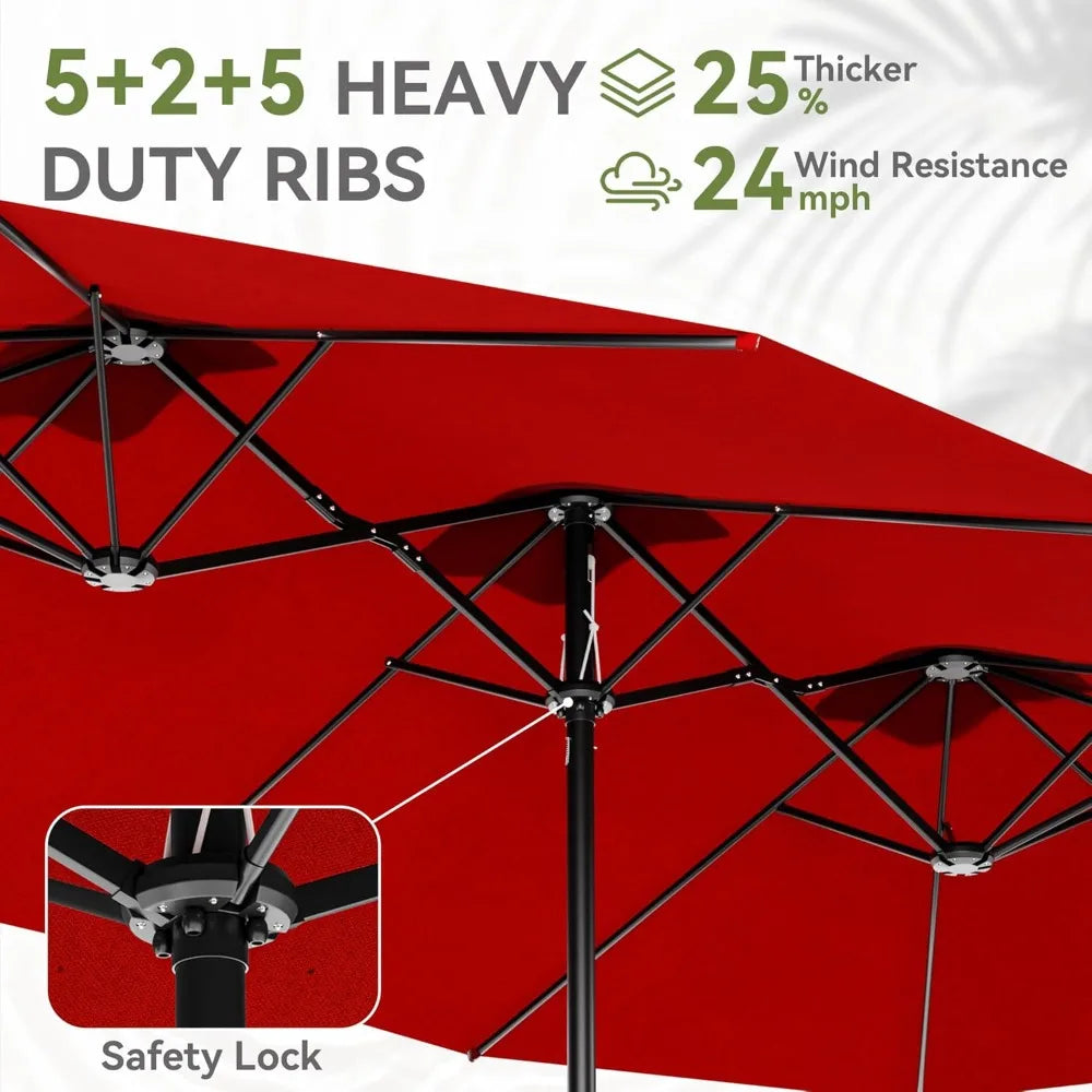 Patio Umbrella With Base Included Double Sided Market Crank Handle