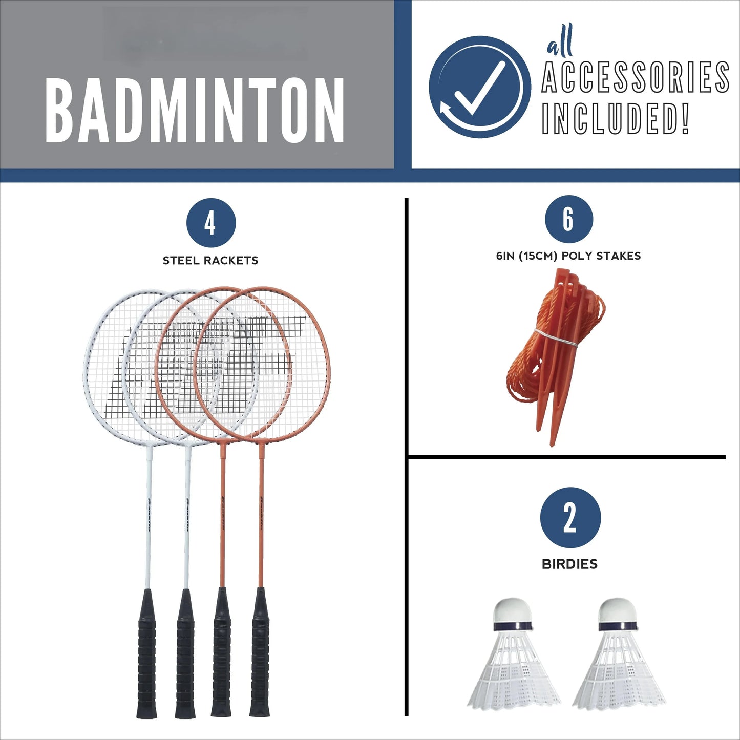 Badminton Starter Set With 4 Rackets And Adjustable Net