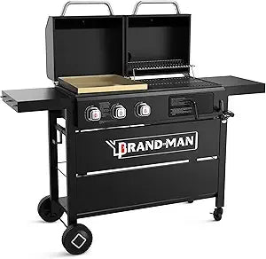 Brand-Man Propane And Charcoal Grill Combo Dual Fuel With Lids