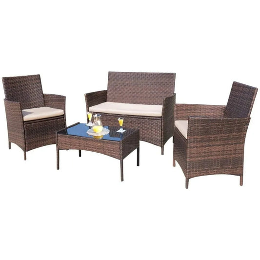 Outdoor Patio Furniture Set Rattan Wicker 4 Piece