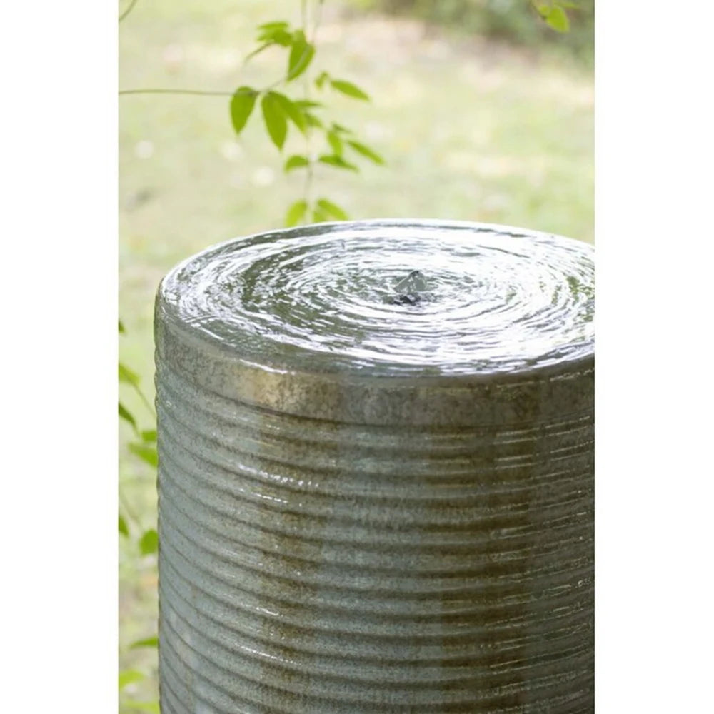Modern Cylinder Ribbed Tower Water Fountain for Outdoor Garden