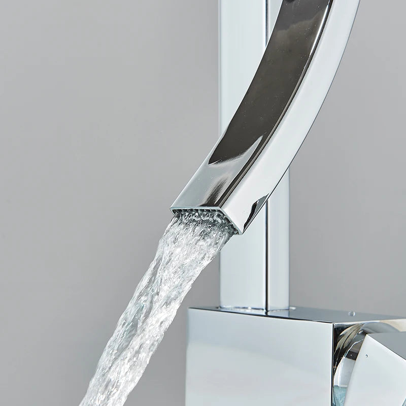 MYQualife Brass Deck Mounted Bathroom Basin Faucet Mixer Tap